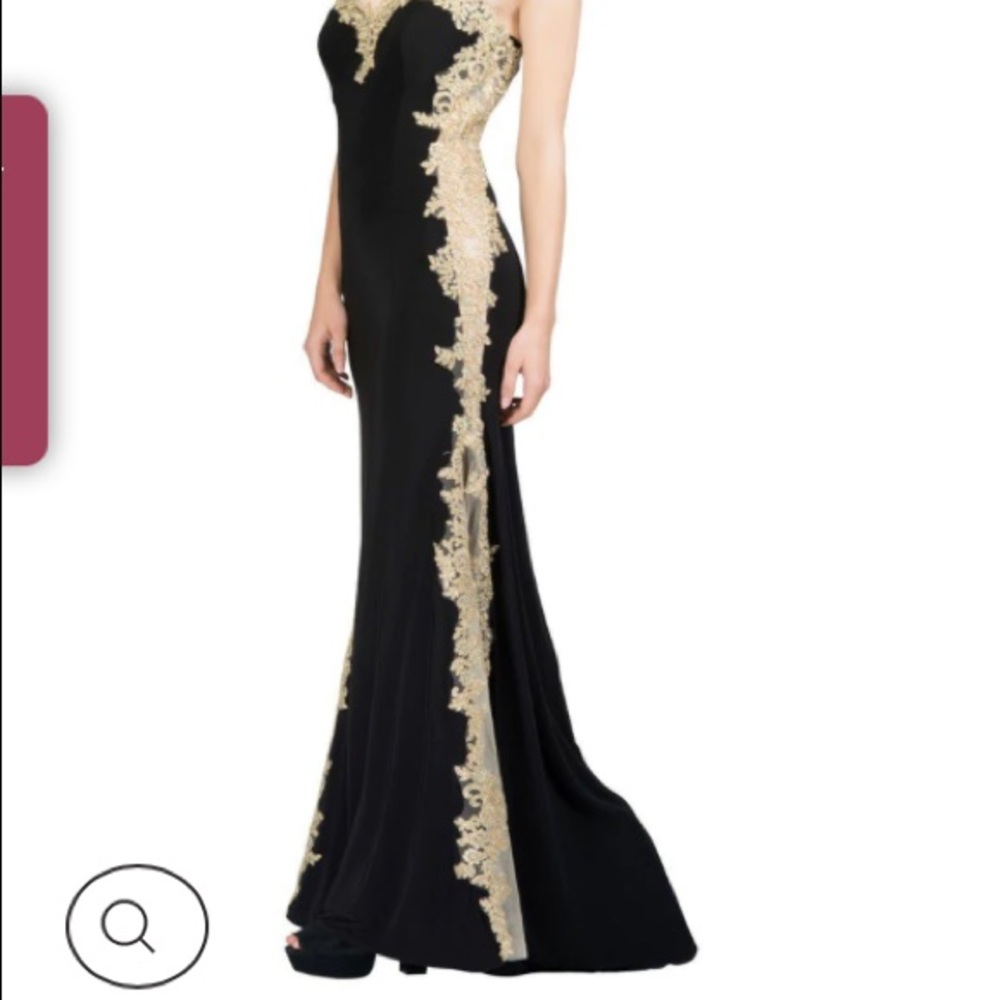 Evening gown with elegant gold see through lace